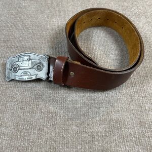 Brown Leather Belt with Silver Buckle